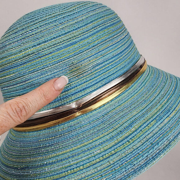 Bellezza Blue & Gold Woven Sun Hat - Picture 5 of 7